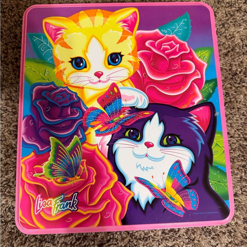Vintage Lisa Frank kittens and butterflies collectible tin container - Picture 2 of 15